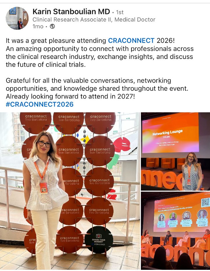 Karin Stanboulian on LinkedIn about CRACONNECT LIVE 2026