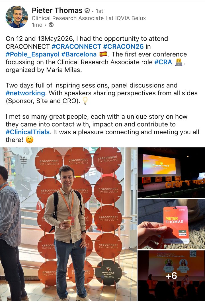 Pieter Thomas on LinkedIn about CRACONNECT LIVE 2026